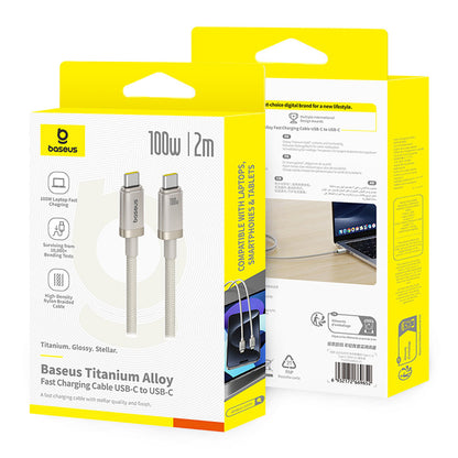 Cavo Dati e Ricarica USB-C - USB-C Baseus Titanium, 100W, 2m, Argento P10378100G21-01