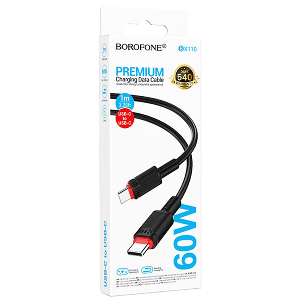 Cavo Dati e Ricarica USB-C - USB-C Borofone BX110 Beneficio, 60W, 1m, Nero