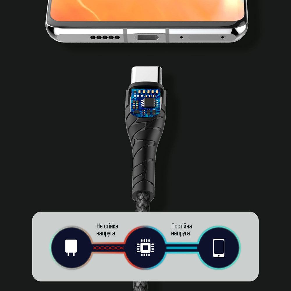 Cavo Dati e Ricarica USB-C - USB-C ColorWay CW-CBPDCC040, 65W, 1m, Grigio