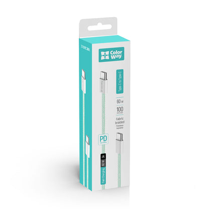 Cavo Dati e Ricarica USB-C - USB-C ColorWay CW-CBPDCC061, 60W, 1m, Verde
