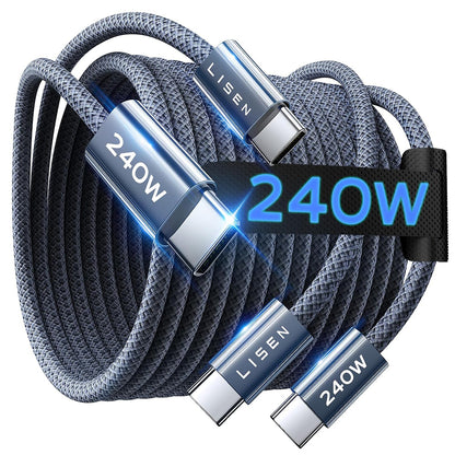 Cavo Dati e Ricarica USB-C - USB-C Lisen, 240W, 2m, Set 2 pezzi, Blu Navy YL0123070023