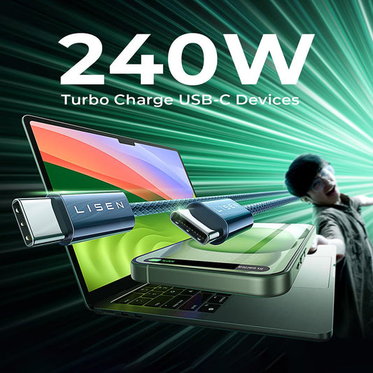 Cavo Dati e Ricarica USB-C - USB-C Lisen, 240W, 2m, Set 2 pezzi, Blu Navy YL0123070023