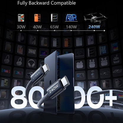 Cavo Dati e Ricarica USB-C - USB-C Lisen, 240W, 2m, Set 2 pezzi, Blu Navy YL0123070023