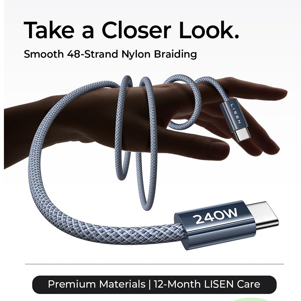 Cavo Dati e Ricarica USB-C - USB-C Lisen, 240W, 2m, Set 2 pezzi, Blu Navy YL0123070023