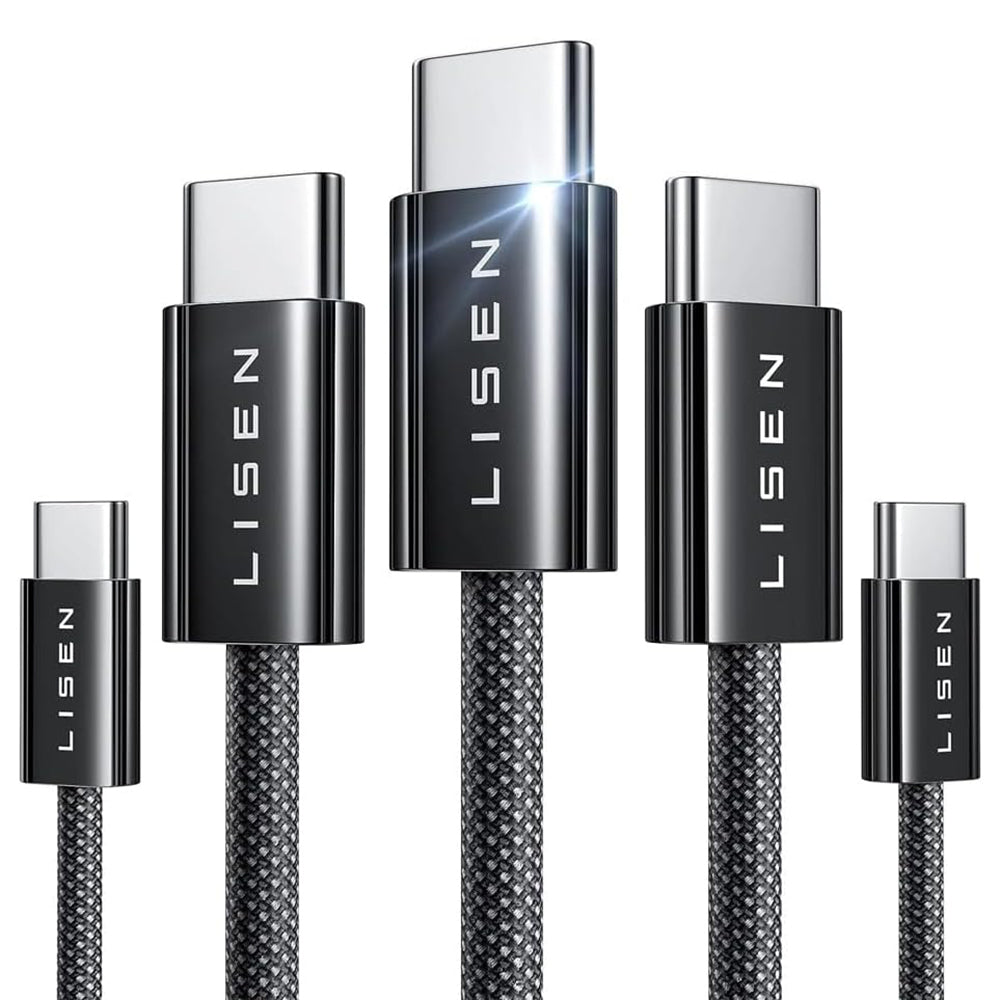 Cavo Dati e Ricarica USB-C - USB-C Lisen, 60W, Set 5 pezzi (2 x 1m, 2 x 2m, 1 x 3m), Nero YL0123070010
