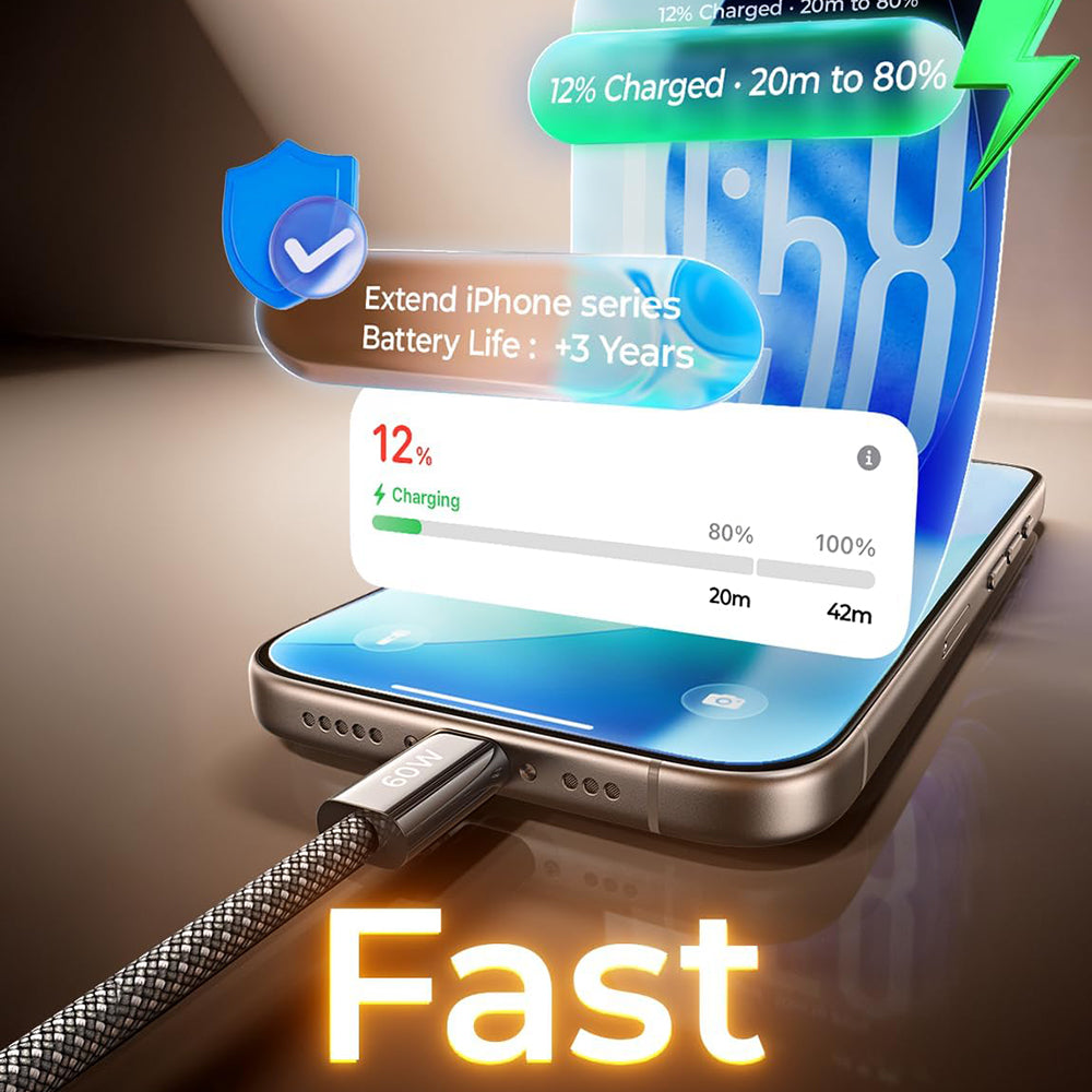 Cavo Dati e Ricarica USB-C - USB-C Lisen, 60W, Set 5 pezzi (2 x 1m, 2 x 2m, 1 x 3m), Nero YL0123070010