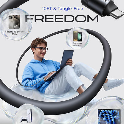 Cavo Dati e Ricarica USB-C - USB-C Lisen L115, 100W, 3m, Nero YL0125040001