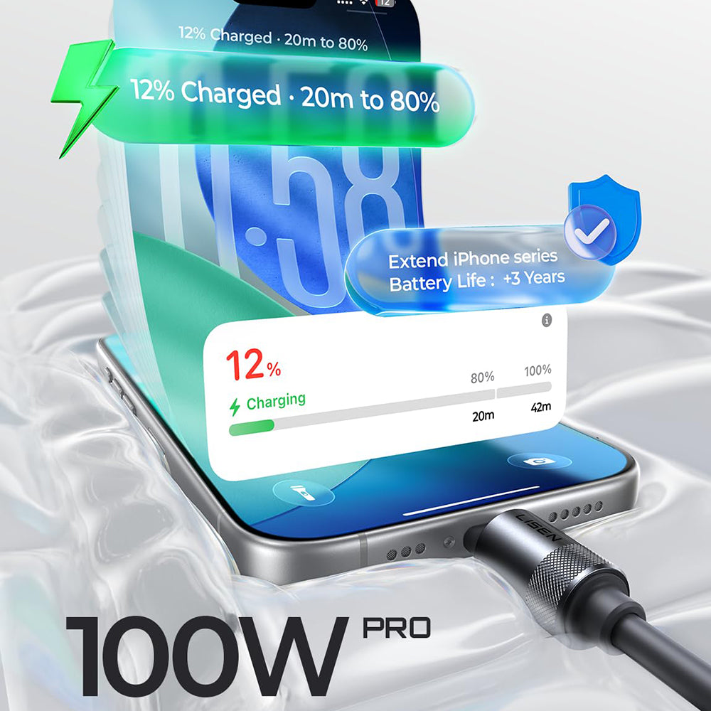 Cavo Dati e Ricarica USB-C - USB-C Lisen L115, 100W, 3m, Nero YL0125040001