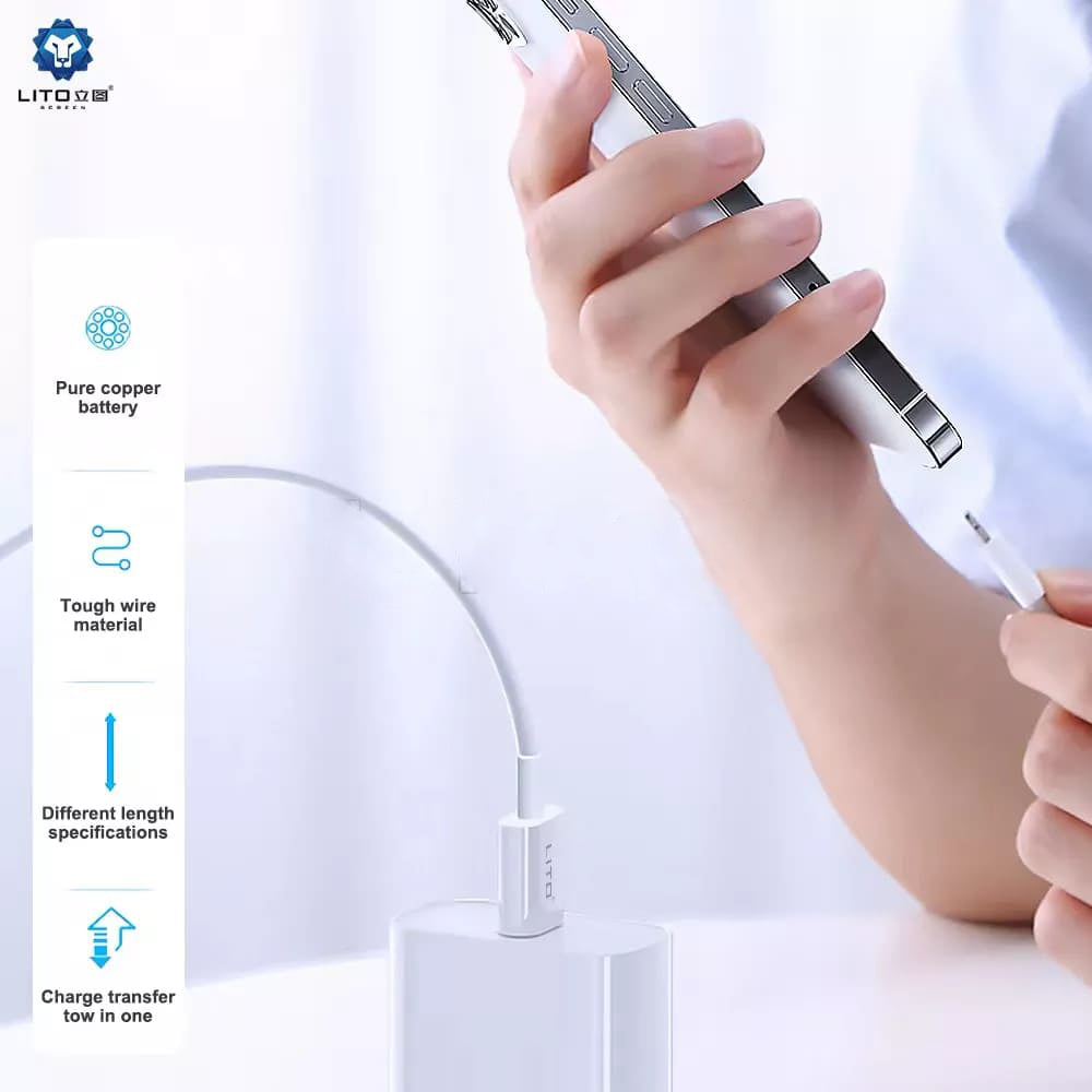 Cavo Dati e Ricarica USB-C - USB-C Lito, 18W, 2m, Bianco