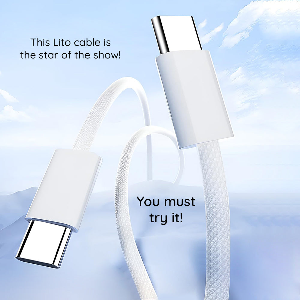 Cavo Dati e Ricarica USB-C - USB-C Lito LD04CC, 60W, 1m, Bianco