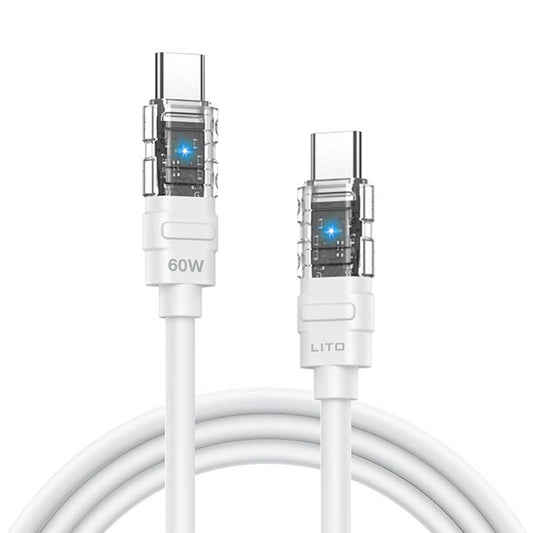 Cavo Dati e Ricarica USB-C - USB-C Lito LD05, 60W, 1m, Bianco