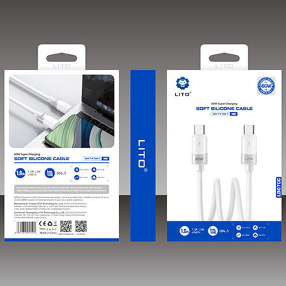 Cavo Dati e Ricarica USB-C - USB-C Lito LD07, 60W, 1m, Bianco
