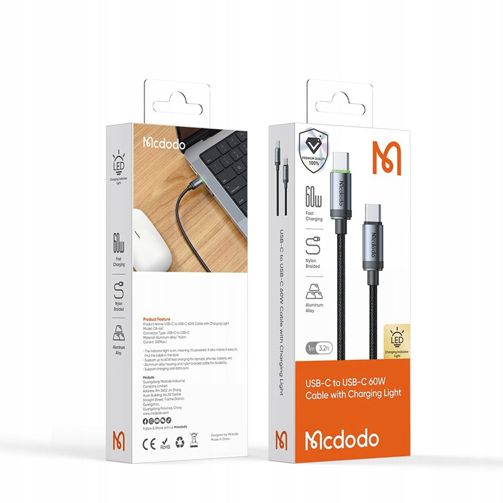 Cavo Dati e Ricarica USB-C - USB-C McDodo CA-4410, 60W, 1m, Nero