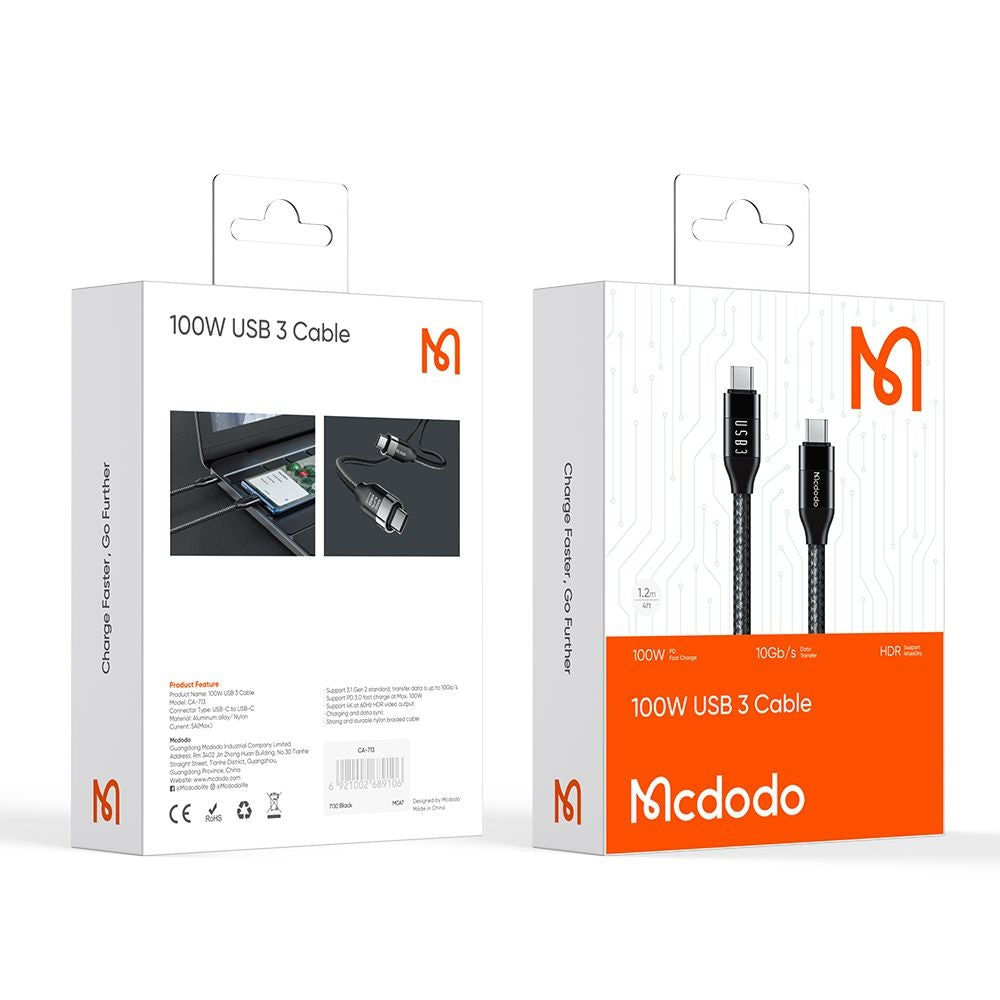 Cavo Dati e Ricarica USB-C - USB-C McDodo CA-7132, 100W, 1.2m, Nero