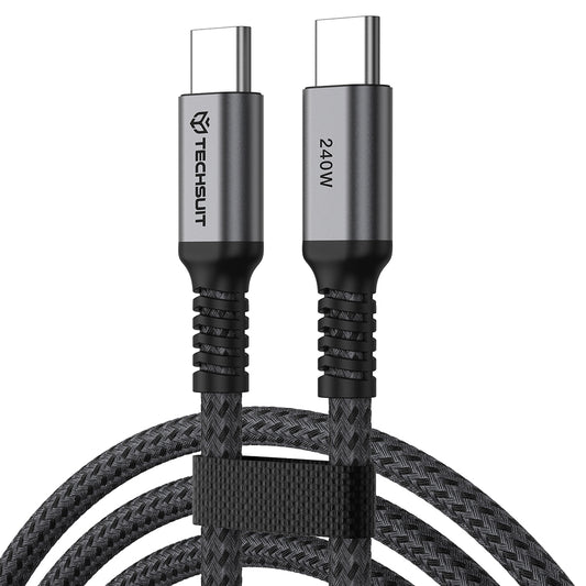 USB-C Data and Charging Cable - USB-C Techsuit TitanSync Pro CX2, 240W, 1m, Gray