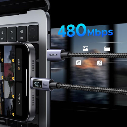 Cavo Dati e Ricarica USB-C - USB-C UGREEN 65867 Display, 240W, 2m, Grigio
