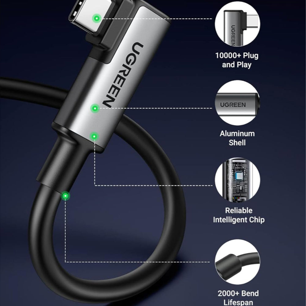 Cavo Dati e Ricarica USB-C - USB-C UGREEN US551 (90629) Angled, 60W, 5m, Nero