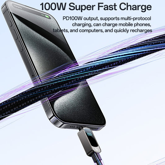 Cavo Dati e Ricarica USB-C - USB-C Yesido CA179 Display, 100W, 1.2m, Nero