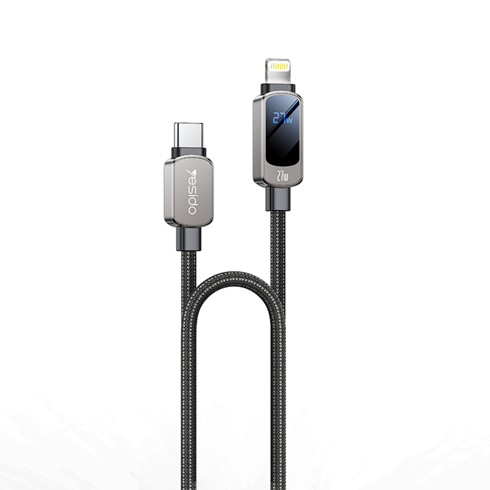 Cavo Dati e Ricarica USB-C - USB-C Yesido CA180 Display, 27W, 1.2m, Nero