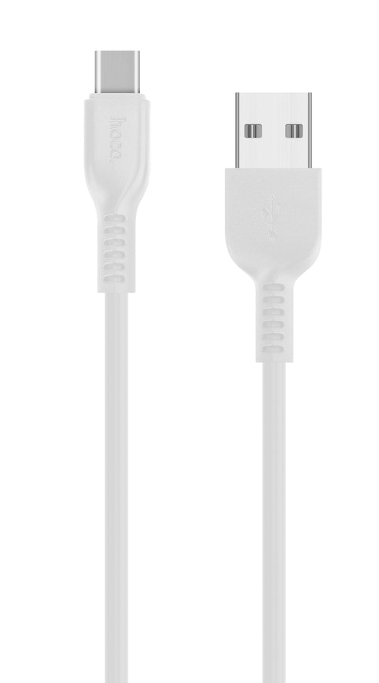 USB-A to USB-C HOCO Flash X20 Data and Charging Cable, 18W, 2m, White