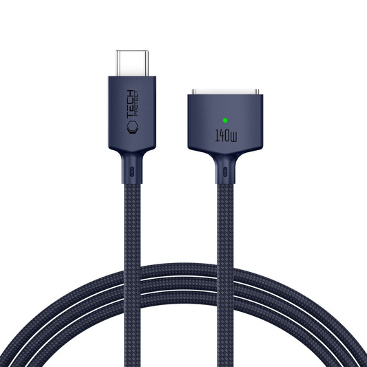 Cavo di Ricarica Tech-Protect MMC01 Ultraboost, USB-C - MagSafe 3, 140W, 2m, Blu Navy