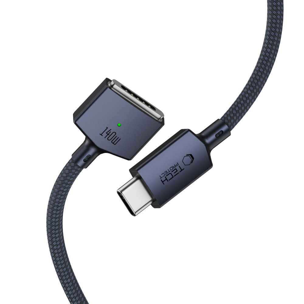 Cavo di Ricarica Tech-Protect MMC01 Ultraboost, USB-C - MagSafe 3, 140W, 2m, Blu Navy
