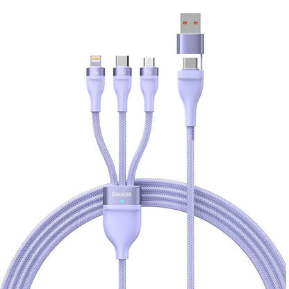 USB-A / USB-C - Lightning / microUSB / USB-C Baseus Flash Series II 3in1 Charging Cable, 100W, 1.2m, Purple CASS030105