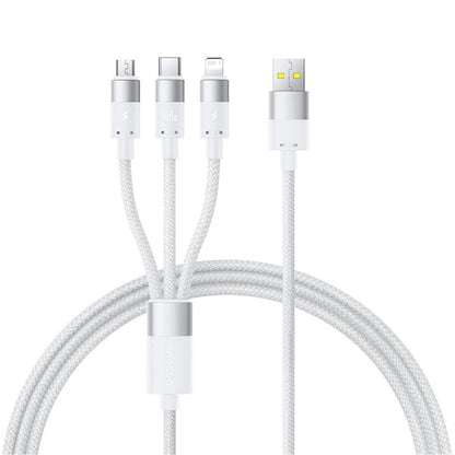 USB-A to Lightning / microUSB / USB-C Baseus StarSpeed Charging Cable, 100W, 1.5m, White P10319900211-00