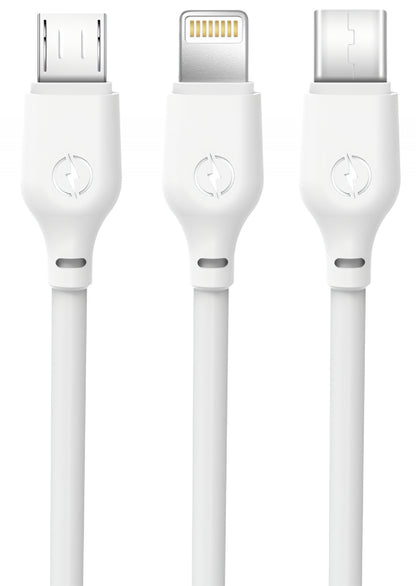 Cavo di Ricarica USB-A - Lightning / microUSB / USB-C XO Design NB103 3in1, 10W, 1m, Bianco