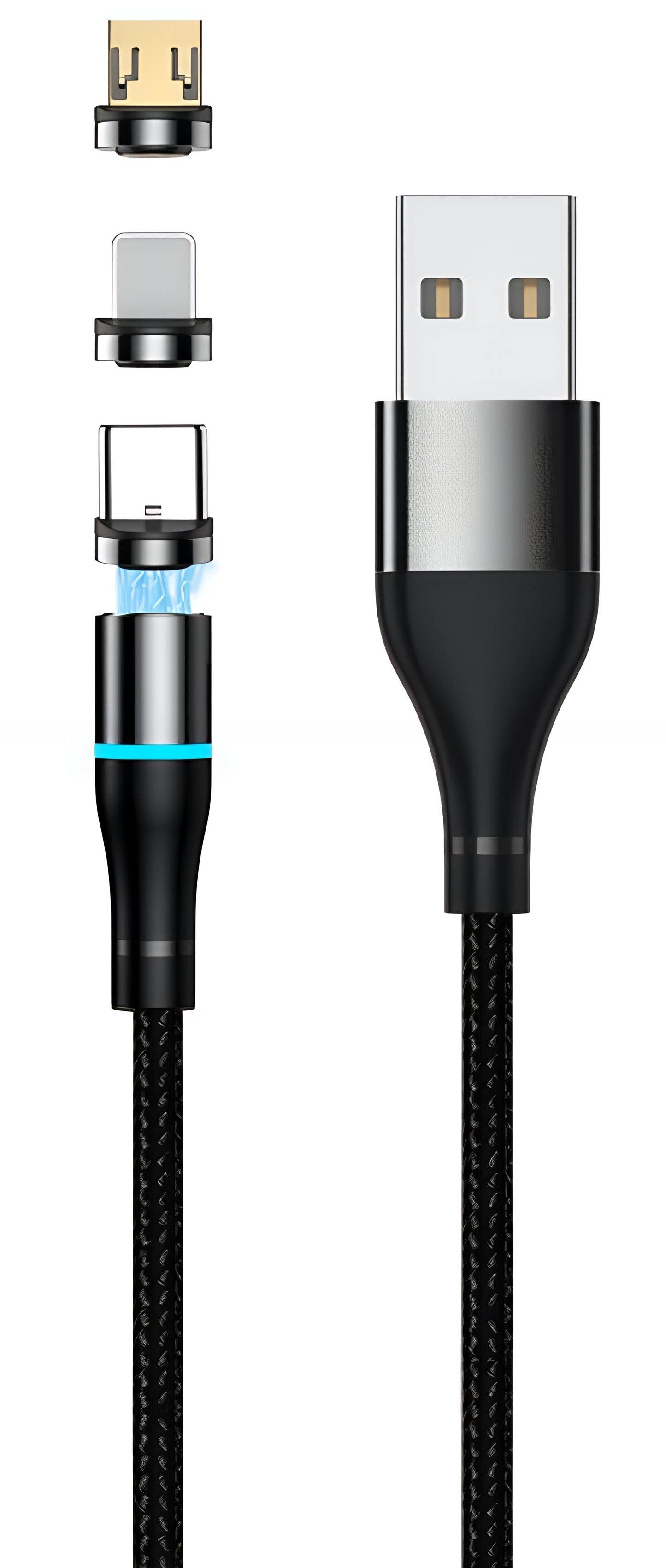 Cavo di Ricarica USB-A - Lightning / microUSB / USB-C Setty Magnetic 3in1, 10W, 1m, Nero