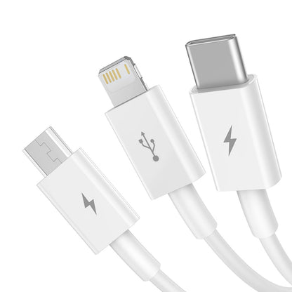 USB-A Charging Cable - Lightning / microUSB / USB-C Baseus Superior 3in1 Series, 20W, 1m, White P10320105221-00