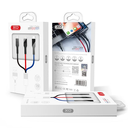 Cavo di Ricarica USB-A - Lightning / microUSB / USB-C XO Design NB54, 18W, 1.2m, Multicolore