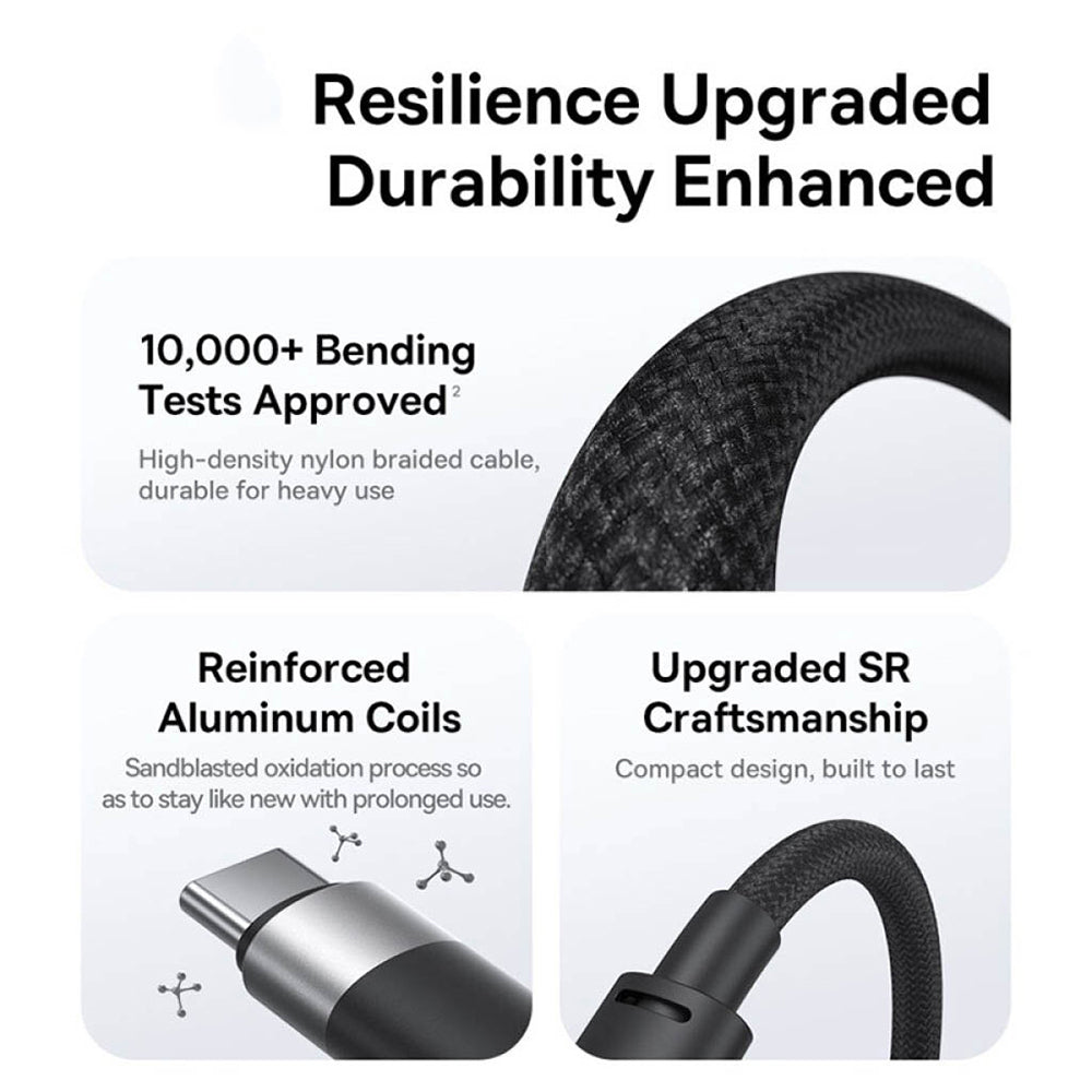 USB-A to Lightning / microUSB / USB-C Baseus StarSpeed Charging Cable, 100W, 1.5m, White P10319900211-00