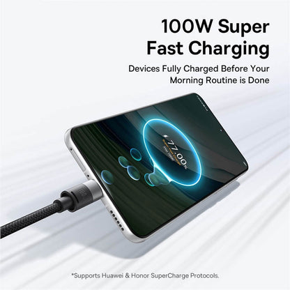 USB-A to Lightning / microUSB / USB-C Baseus StarSpeed Charging Cable, 100W, 1.5m, White P10319900211-00