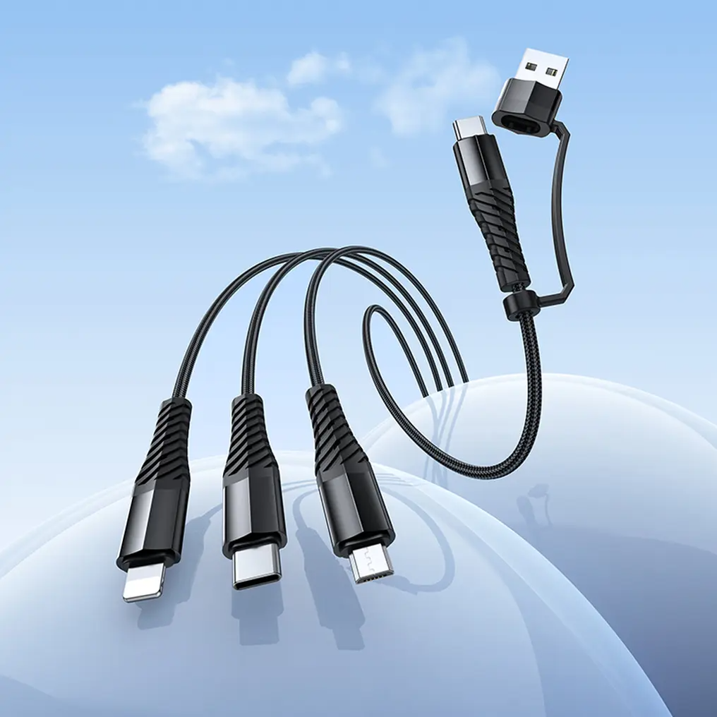 Cavo di Ricarica USB-A / USB-C - Lightning / microUSB / USB-C HOCO X123 3in1, 18W, 1m, Nero