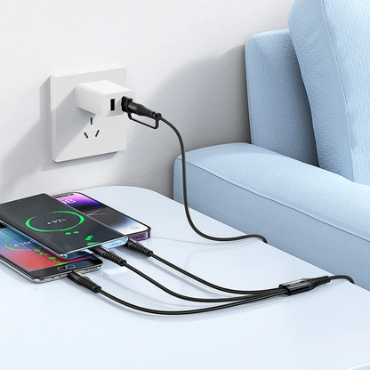 Cavo di Ricarica USB-A / USB-C - Lightning / microUSB / USB-C HOCO X123 3in1, 18W, 1m, Nero