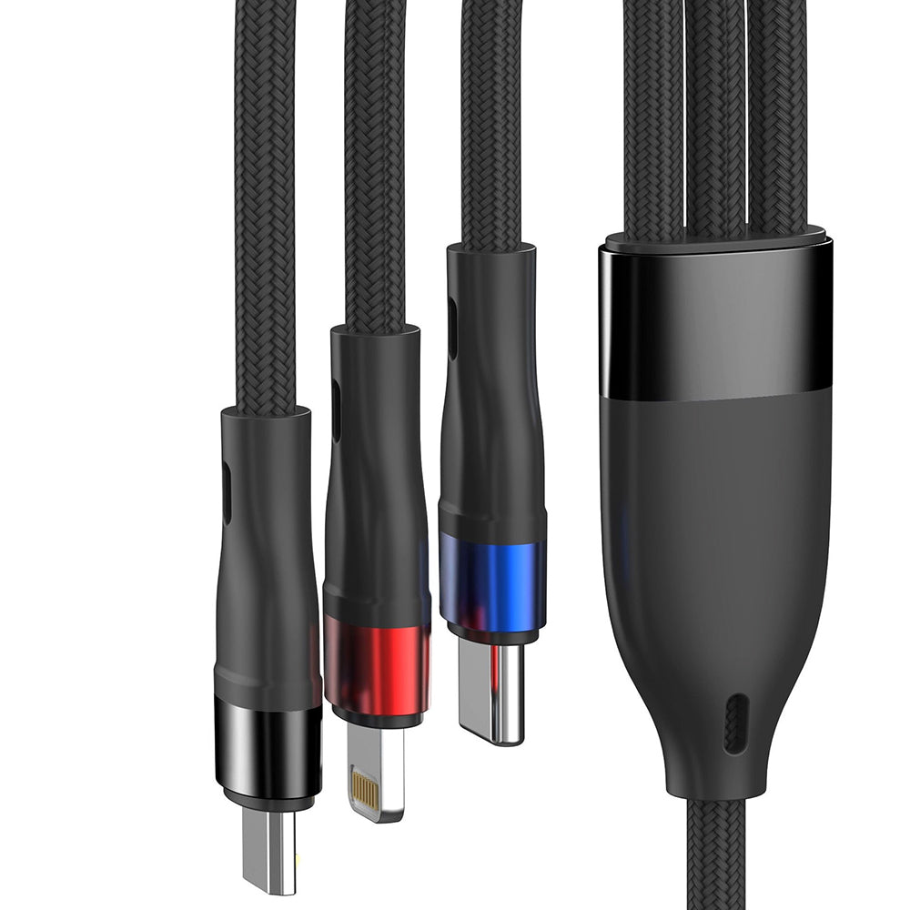 Cavo di Ricarica USB-A - Lightning / microUSB / USB-C 3MK Hyper N, 18W, 1.2m, Nero