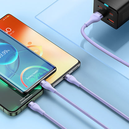 Cavo di Ricarica USB-A - Lightning / microUSB / USB-C Baseus Flash Series II 3in1, 66W, 1.2m, Viola CASS040005