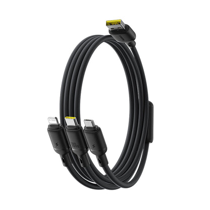 Cavo di Ricarica USB-A - Lightning / microUSB / USB-C Baseus Silky 3in1, 100W, 1.5m, Nero P10377705123-00