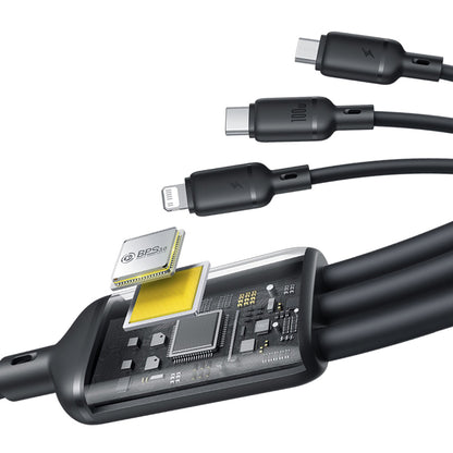 Cavo di Ricarica USB-A - Lightning / microUSB / USB-C Baseus Silky 3in1, 100W, 1.5m, Nero P10377705123-00