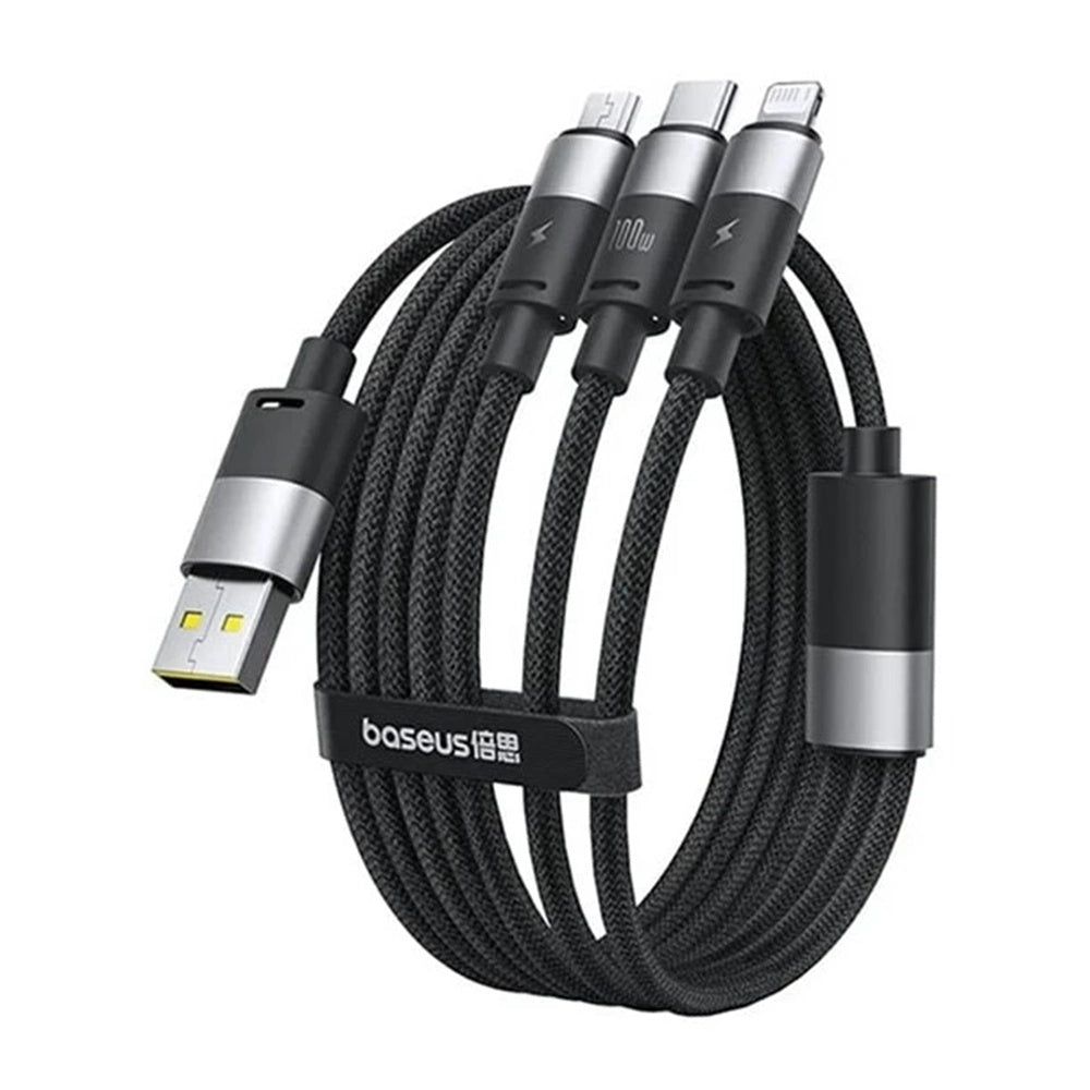 Cavo di Ricarica USB-A - Lightning / microUSB / USB-C Baseus StarSpeed 3in1, 100W, 1.5m, Nero P10319900111-01