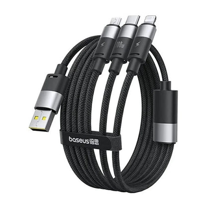Cavo di Ricarica USB-A - Lightning / microUSB / USB-C Baseus StarSpeed 3in1, 100W, 1.5m, Nero P10319900111-01