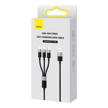 Cavo di Ricarica USB-A - Lightning / microUSB / USB-C Baseus StarSpeed 3in1, 100W, 1.5m, Nero P10319900111-01