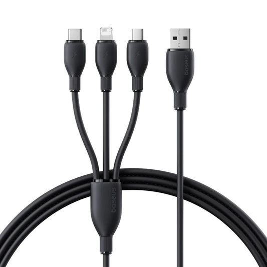 Cavo di Ricarica USB-A - Lightning / microUSB / USB-C Baseus Ultra Fast 3in1, 18W, 1.3m, Nero P10376303121-00