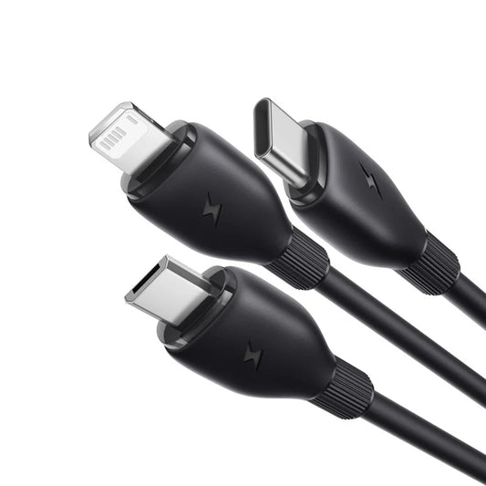 Cavo di Ricarica USB-A - Lightning / microUSB / USB-C Baseus Ultra Fast 3in1, 18W, 1.3m, Nero P10376303121-00