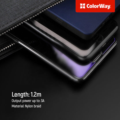 Cavo di ricarica USB-A - Lightning / microUSB / USB-C ColorWay CW-CBU3003, 20W, 1.2m, Grigio