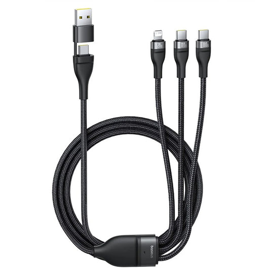 Cavo di Ricarica USB-A / USB-C - Lightning / 2 x USB-C Baseus Flash Series III 3in1, 100W, 1.5m, Nero P10377800U01-00