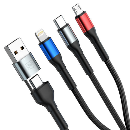 Cavo di Ricarica USB-A / USB-C - Lightning / microUSB / USB-C 3MK Hyper N, 18W, 1.2m, Nero