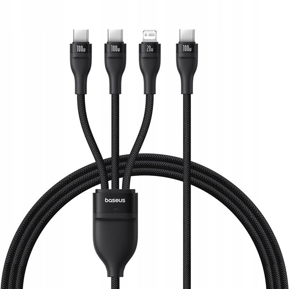 Cavo di ricarica USB-C - Lightning / 2 x USB-C Baseus Flash Series III 3in1, 100W, 1,5m, Nero, Ricondizionato P10377502111-00