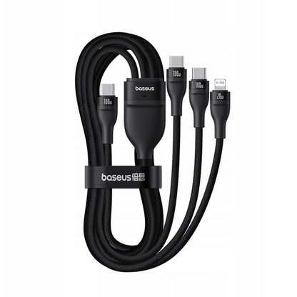 Cavo di ricarica USB-C - Lightning / 2 x USB-C Baseus Flash Series III 3in1, 100W, 1,5m, Nero, Ricondizionato P10377502111-00